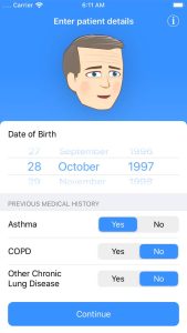 Respiratory Diagnosis Smartphone App Screenshot